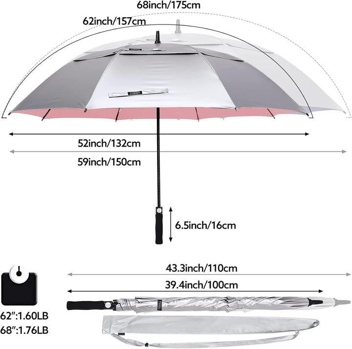 G4Free 62/68/72 Inch UV-Schutz Winddicht Sonnen- und Regenschirm Golfschirm Autorisches Öffnen Doppe