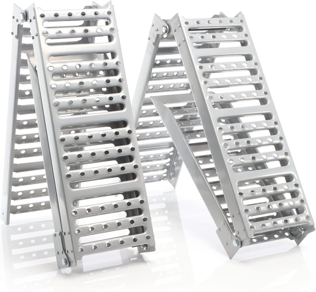 XPOtool 2X Auffahrrampe 340kg 3-Fach klappbar Verladerampen 197x23cm rutschfest Stahl für Motorrad