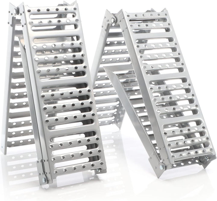 XPOtool 2X Auffahrrampe 340kg 3-Fach klappbar Verladerampen 197x23cm rutschfest Stahl für Motorrad