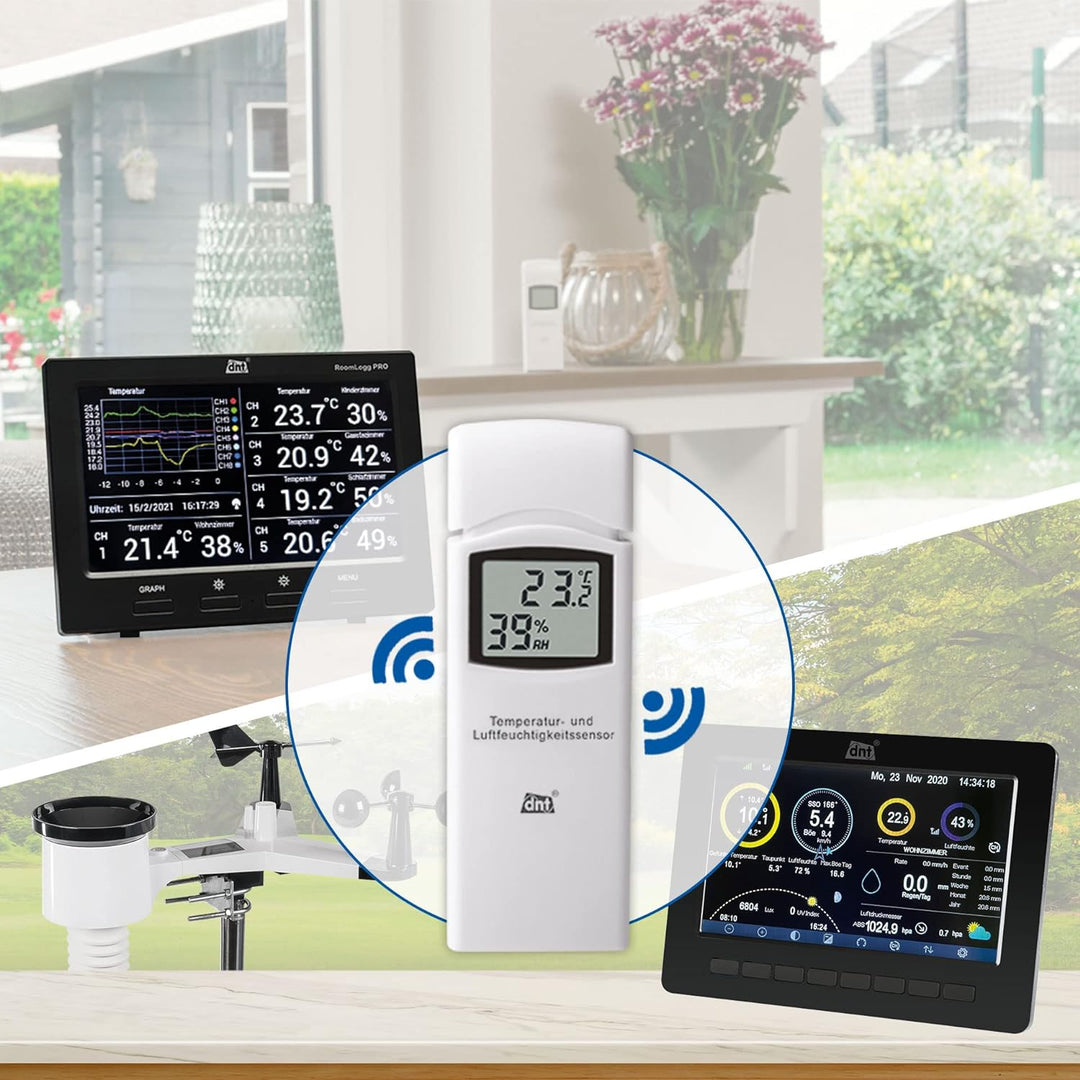 dnt WiFi-Wetterstation WeatherScreen PRO + Zusatz-Thermo-/Hygrosensor