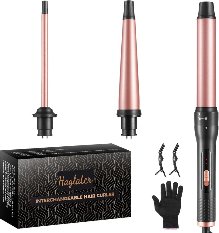 Haglater Lockenstab 3 in 1 Multifunktions Austauschbare Keramikbeschichtung Curling Iron, Lockenstäb