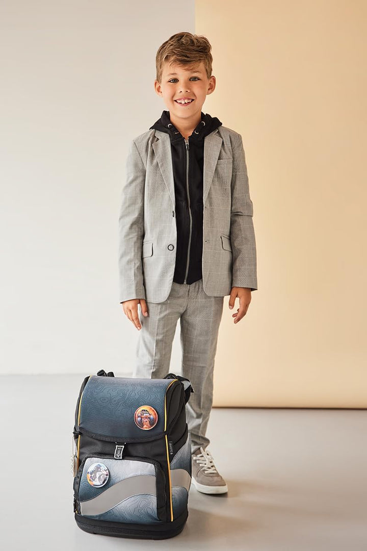 Belmil Smarty Plus Premium Schulranzen Set 405-51/P/S Black Grey, Black Grey