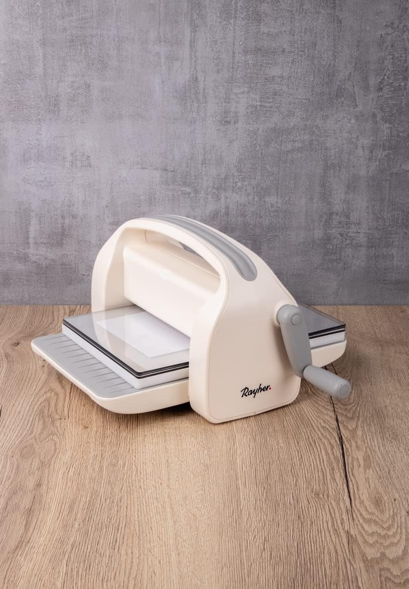 Rayher Stanz-und Prägemaschine A4, mit verschiedenen Stanzplatten und Prägeschablonen, Starter Kit,