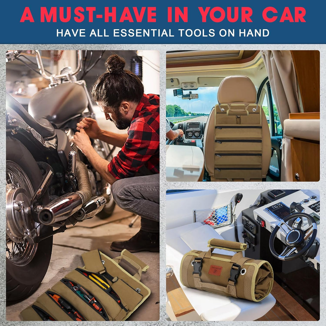 BAQRAXIA Werkzeugtasche, aufrollbare kleine Werkzeugbox, Werkzeuggeschenke für Männer, Vater, Eheman