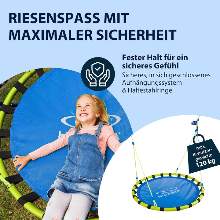 HUDORA Nestschaukel Aluminium, Belastbarkeit bis 120 kg, 120 cm, blau/gelb Blau/Gelb Single
