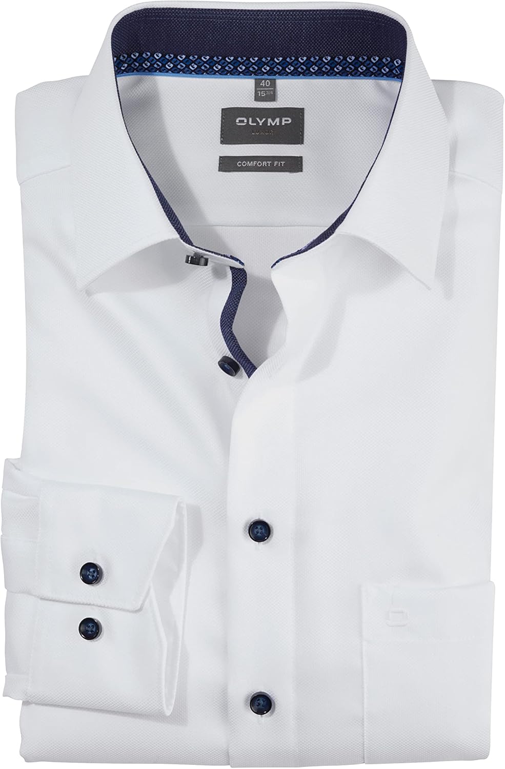 OLYMP Herren Businesshemd Langarm Luxor,Einfarbig,Comfort fit,New Kent 41 Weiss 00, 41 Weiss 00