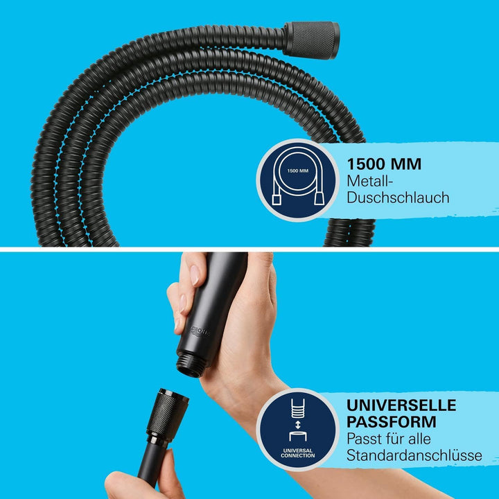 GROHE Vitalioflex - Metallbrauseschlauch (1500 mm, verstärkte Ausführung, knickfest, hitzebeständig)