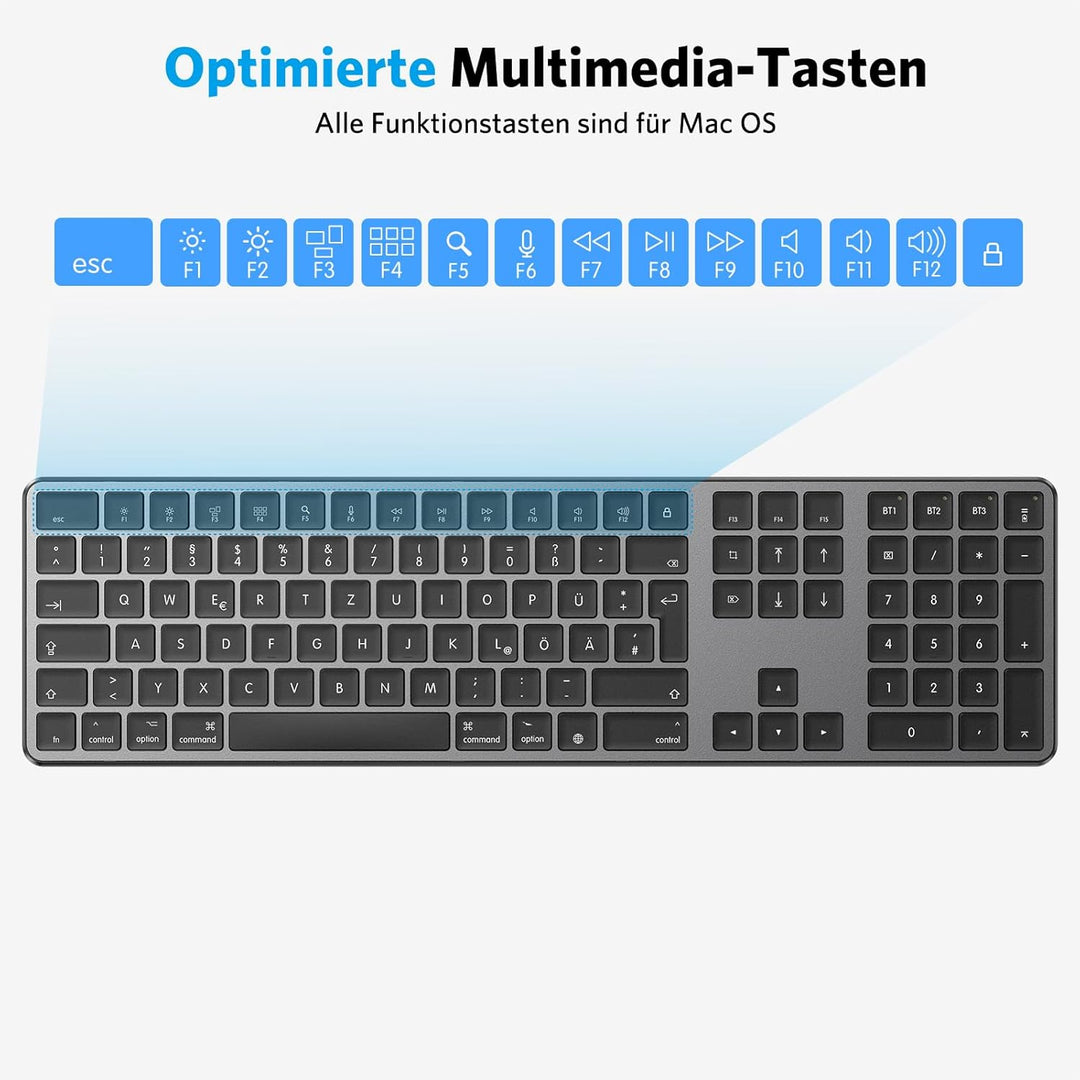 OMOTON Bluetooth Tastatur für Mac(MacBook/MacBook Air/MacBook Pro/iMac/iMac Pro/Mac Pro), wiederaufl