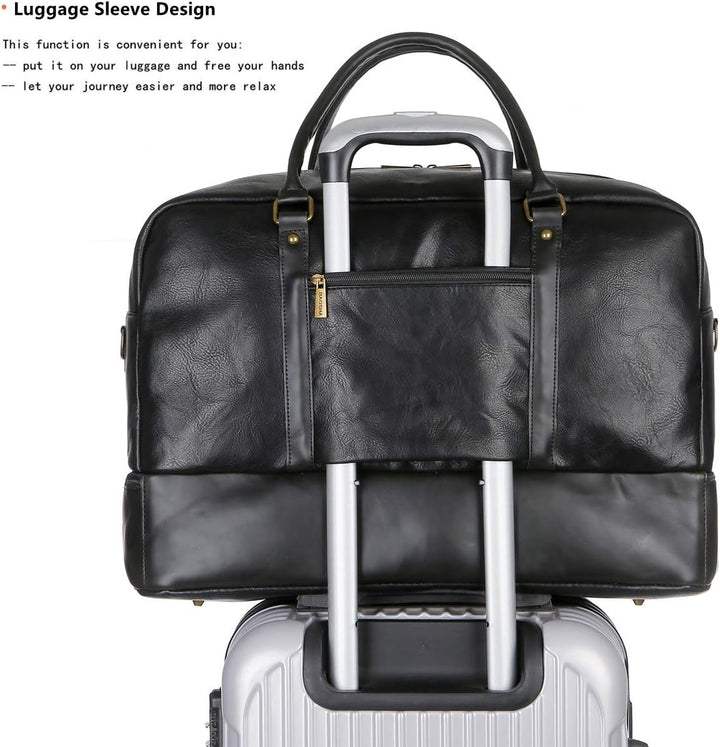 BAOSHA Gross Leder Reisetasche Handgepäck Travel Duffel Carry On Bag Weekender Tasche mit Schuhfach
