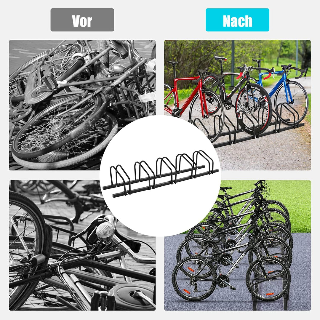 COSTWAY Fahrradständer Standparker Bodenständer Aufstellständer mit 4/5/6 Fahrrad Stellplätze, Mehrf