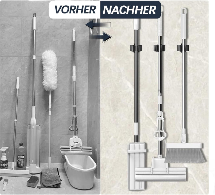 3-H 12 Stück Gerätehalter Set, Besenhalterung Wand Gartengerätehalter Besenhalter, Wandhalterung für