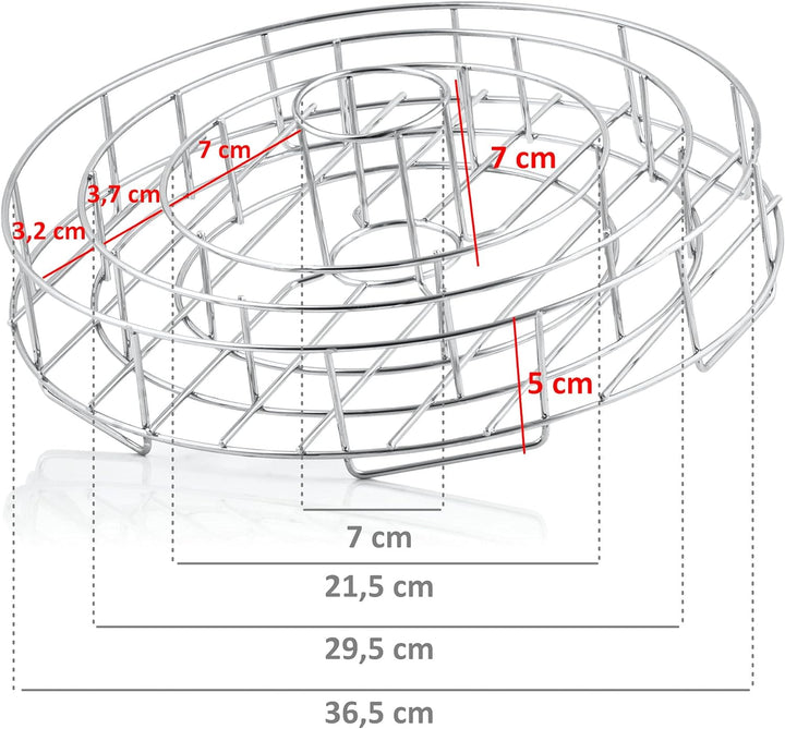 BBQ-Toro Edelstahl 3-In-1 Rippchen und Hähnchenkeulen Halterung mit Auffangschale | Chicken Roaster