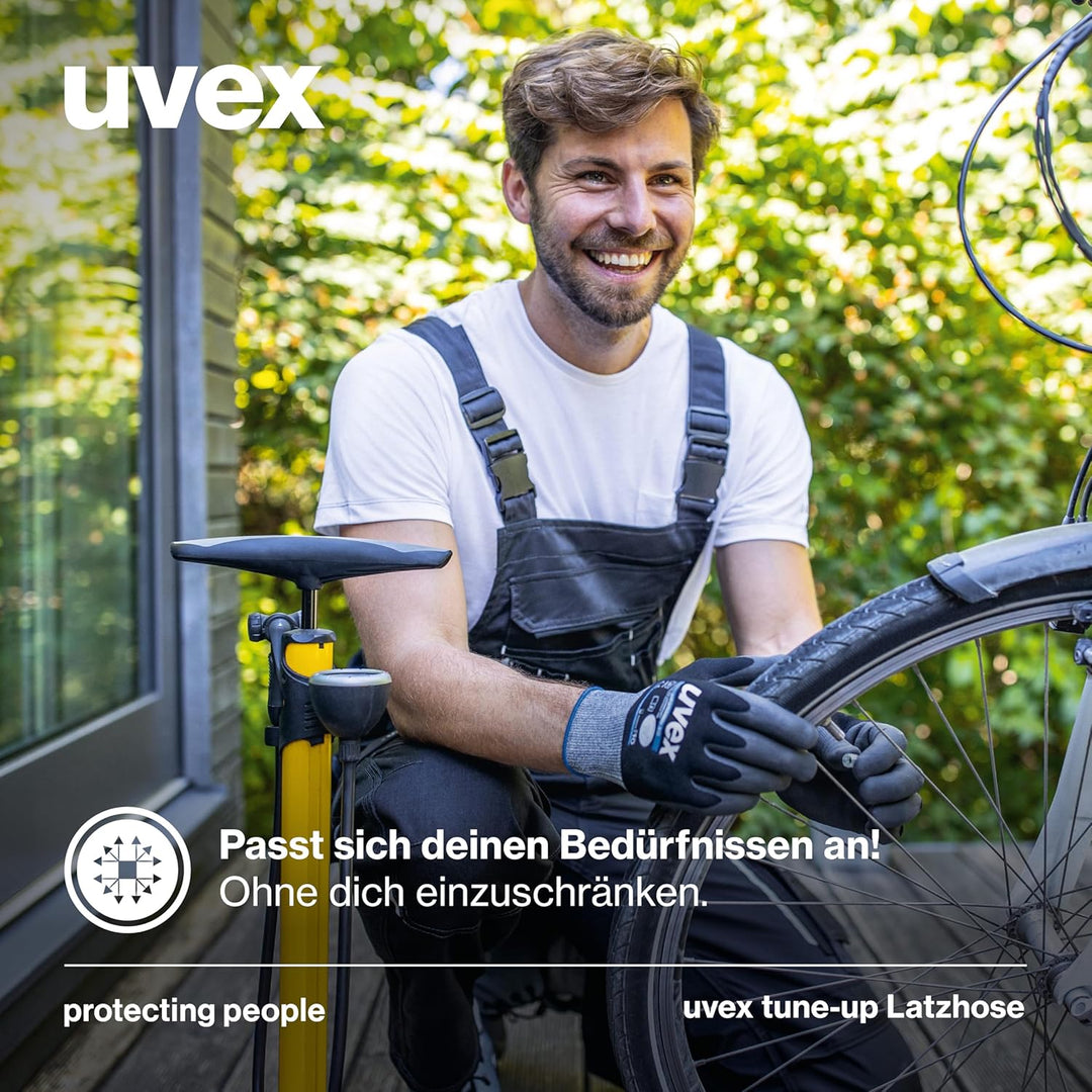Uvex Tune-up Lange Herren-Arbeitshose - Lange Latzhose mit Knietaschen 42 Schwarz/Active red, 42 Sch