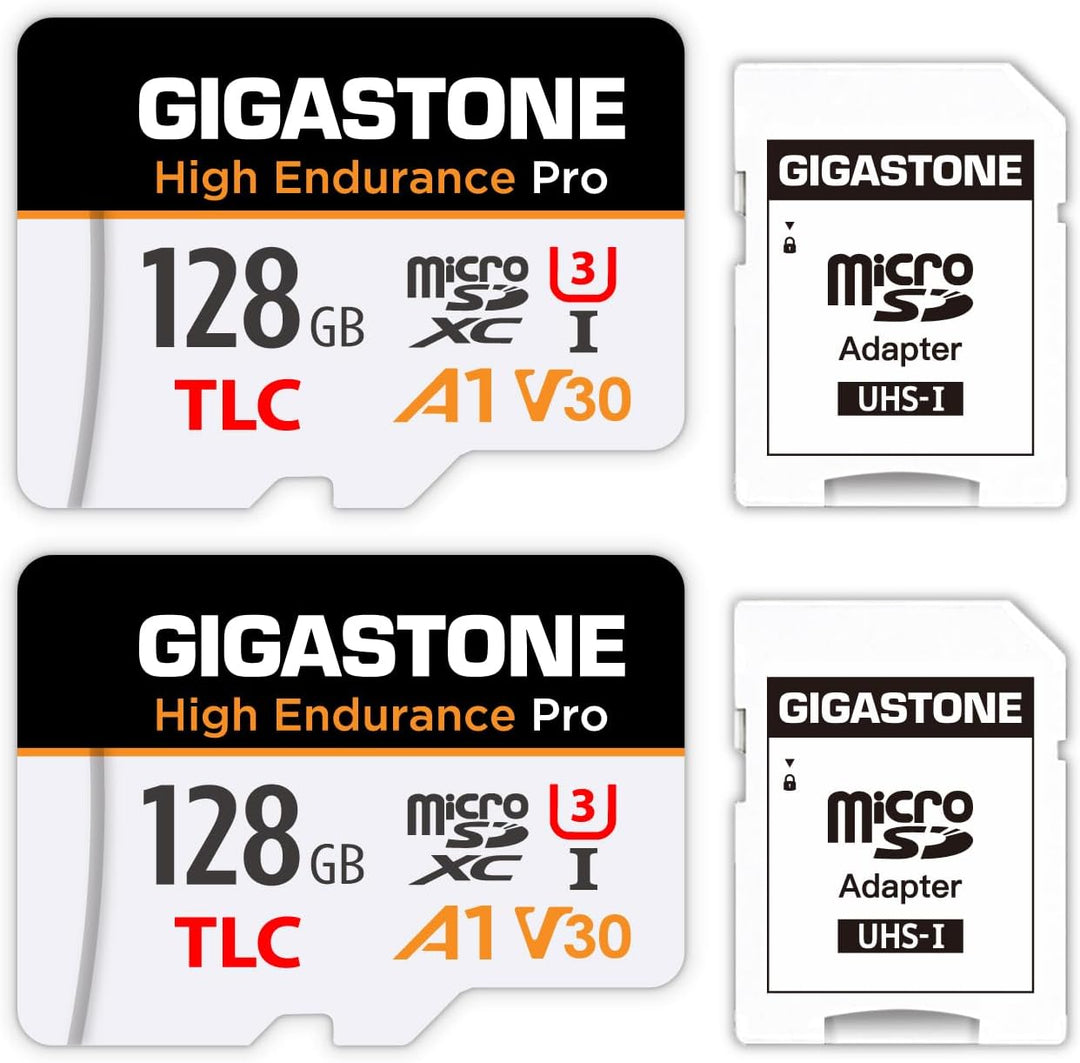 GIGASTONE 128 GB Micro-SD-Karte 2er-Pack, hohe Ausdauer Pro Series Geschwindigkeit bis zu 100 MB/s,