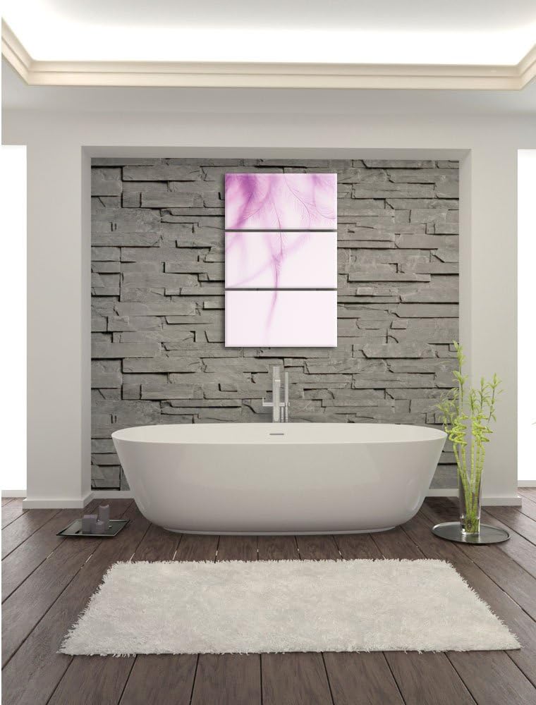 Pixxprint zarte Pinke Federn 3-Teiler Leinwandbild 120x80 Bild auf Leinwand