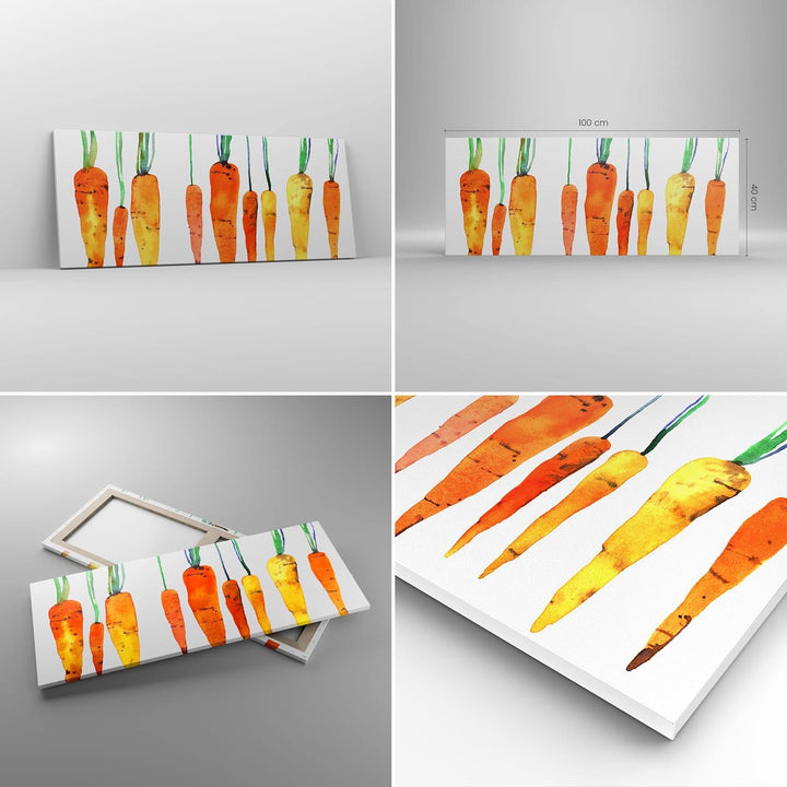 Panorama Bilder auf Leinwand 100x40cm Leinwandbild mit Rahmen Karotte Gemüse Gross Wanddeko Bild Sch
