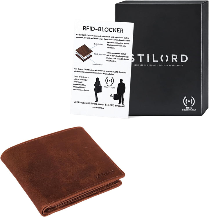 STILORD 'Lewis' Leder Portemonnaie Herren RFID Schutz Geldbörse für Männer viele Karten Fächern Brie
