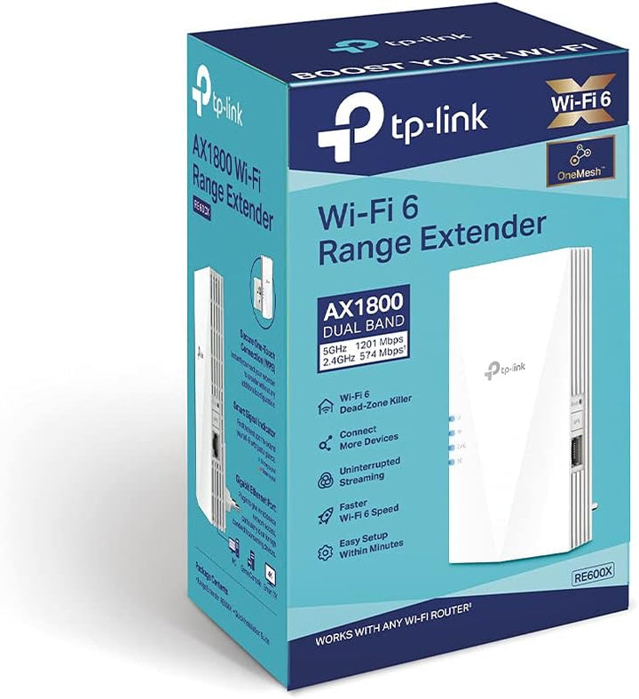 TP-Link RE600X WiFi 6 WLAN Verstärker Repeater AX1800(Dualband 1201MBit/s 5GHz + 574MBit/s 2,4GHz, M