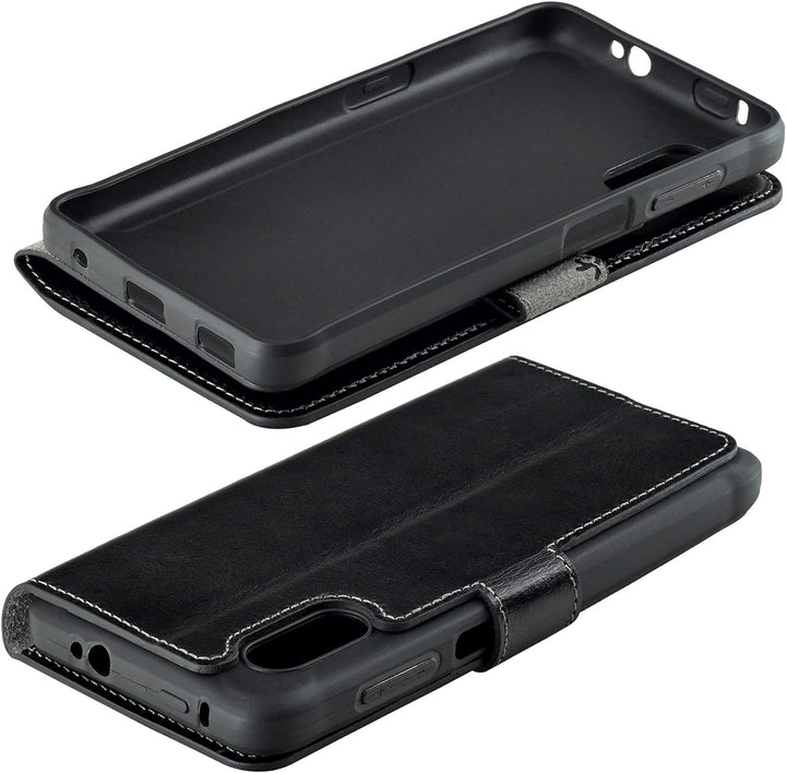Suncase Book-Style Hülle kompatibel mit Samsung Galaxy Xcover Pro Leder Tasche (Slim-Fit) Lederhülle