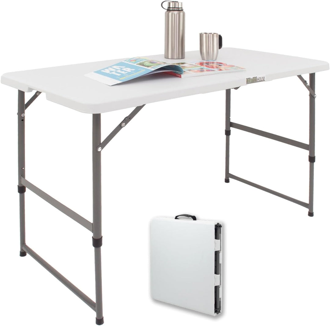 TRUTZHOLM Flohmarkttisch höhenverstellbar 120x60 cm zusammenklappbar mit Tragegriff wetterbeständig