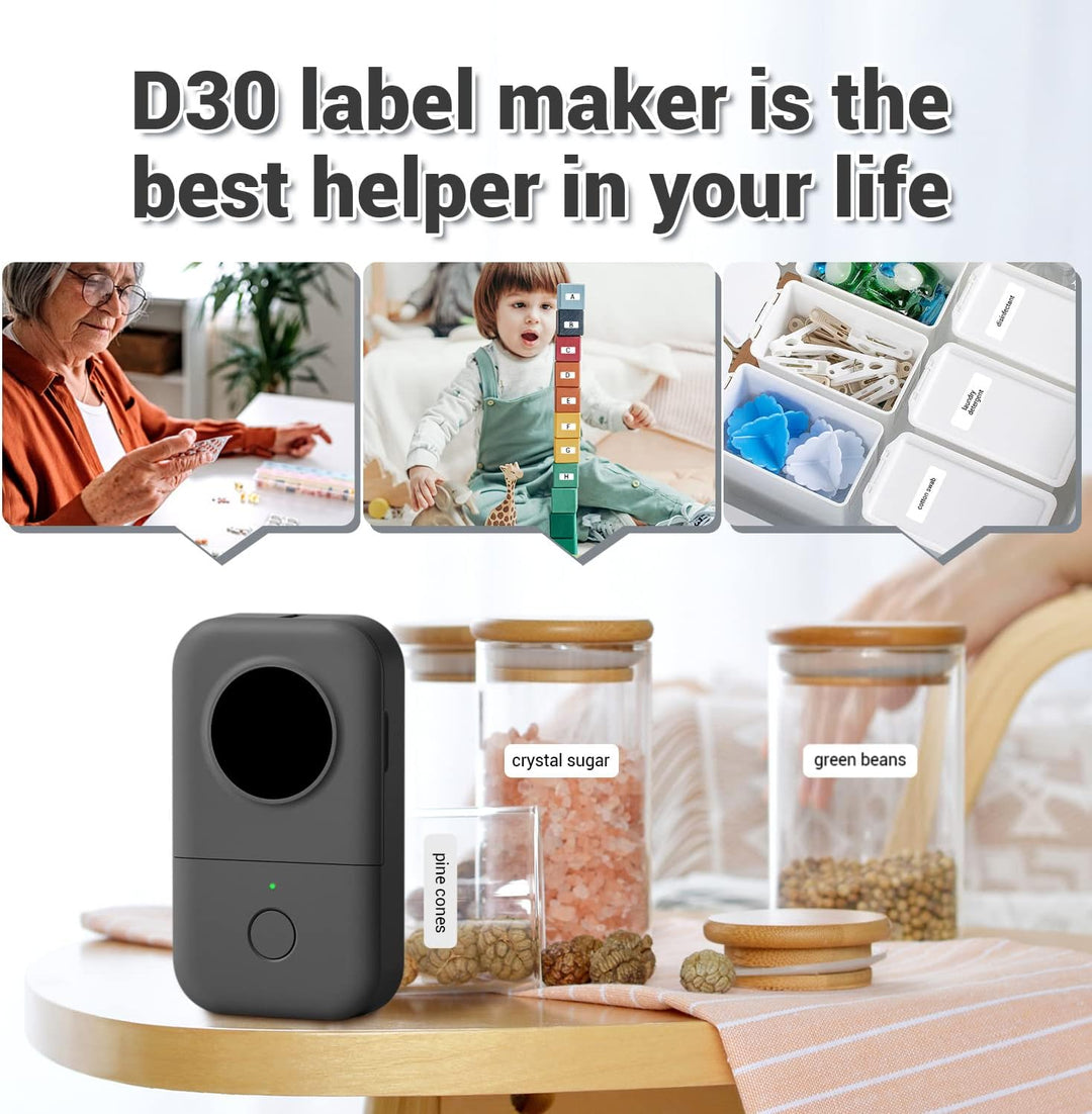Phomemo D30 Etikettiergerät -Beschriftungsgerät Selbstklebend Etikettendrucker Bluetooth Mini Ettike