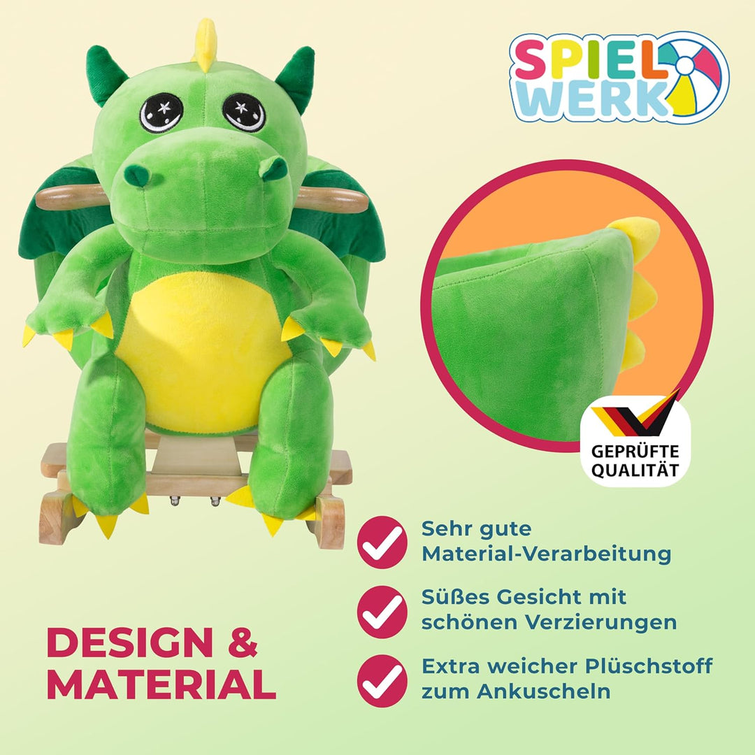 DEUBA® Schaukeldino Schaukeltier Plüsch Schaukel Wippe Pferd Kinder Baby Spielzeug Sound-Geräusche i