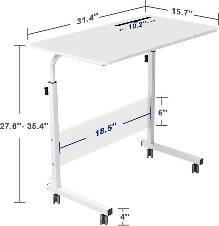 soges Computertisch Laptoptisch höhenverstellbar PC-Tisch mit Rollen, Oberfläche mit Einschnitt als