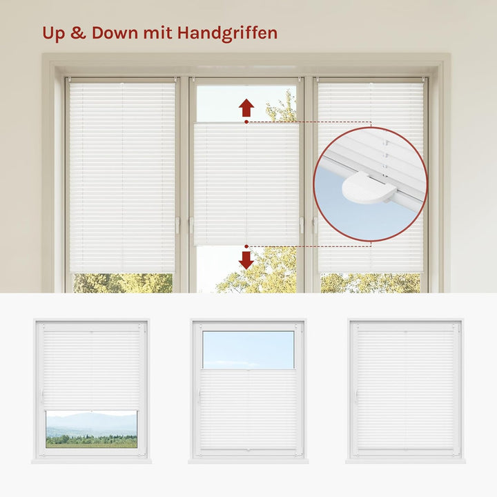 WOLTU Plissee Klemmfix ohne Bohren 115x130cm (BxH) Weiss Faltrollo Plisseerollo mit Klemmtrรคger Lich