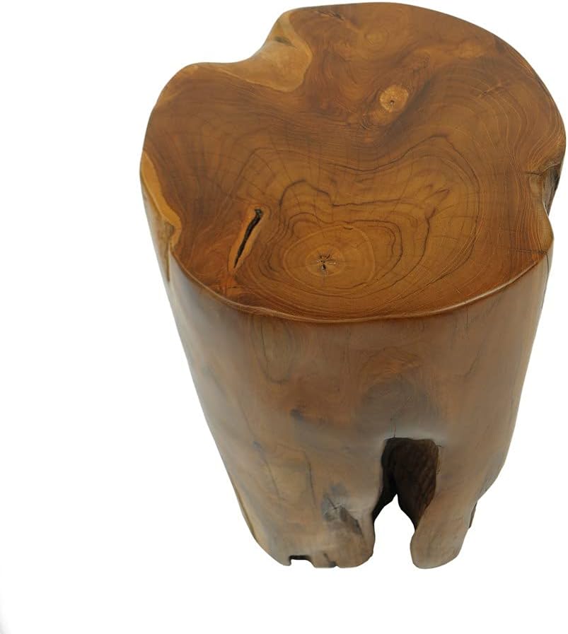 wohnfreuden Teak-Holz Hocker 40 cm lasiert rund Natur Bad Garten Wohnen Holz-Dekoration Sitzgelegenh