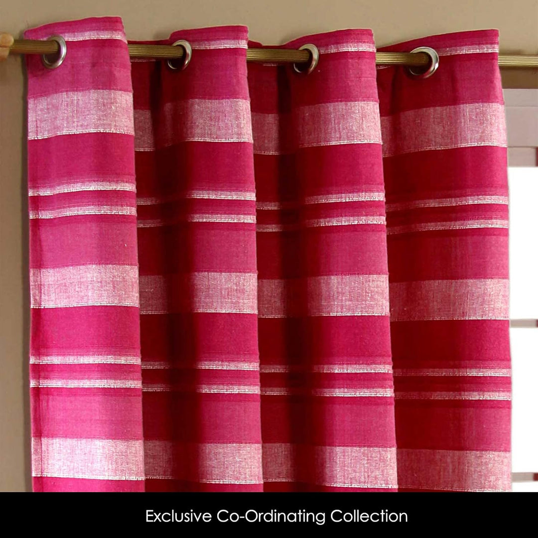 Homescapes Morocco Ösenvorhang 2er-Set, Vorhang pink gestreift 137x137 cm aus 100% Baumwolle, 2 hand