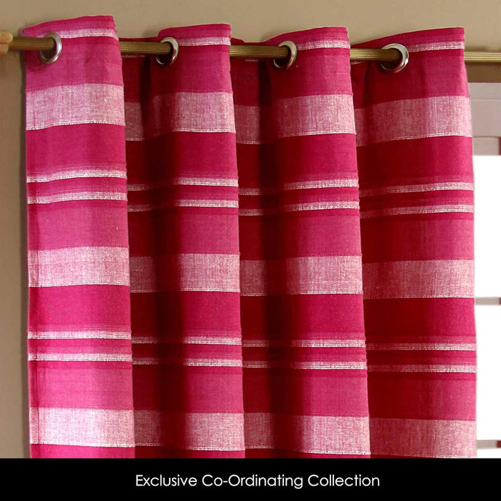 Homescapes Morocco Ösenvorhang 2er-Set, Vorhang pink gestreift 137x137 cm aus 100% Baumwolle, 2 hand