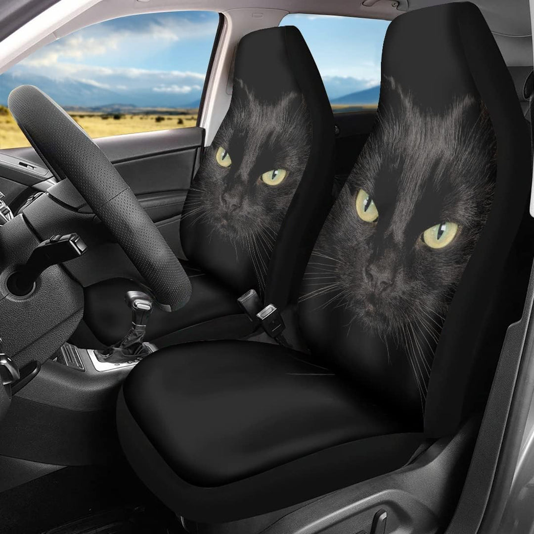 chaqlin Universal Black Cat Autositzbezug Set von 2 Front Full Auto Zubehör Schutzhülle Tasche für F