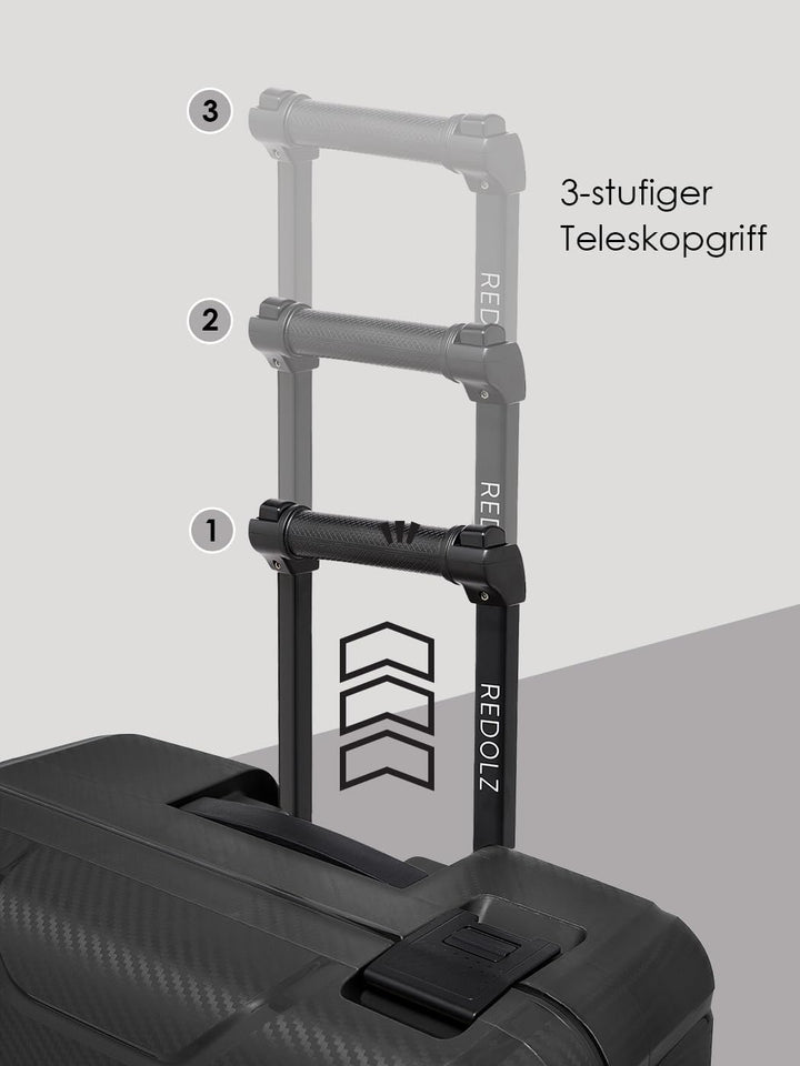 REDOLZ Hartschalen Koffer-Set 3-teilig ohne Reissverschluss | 3-Punkt-Verschluss-System | aus hochwe