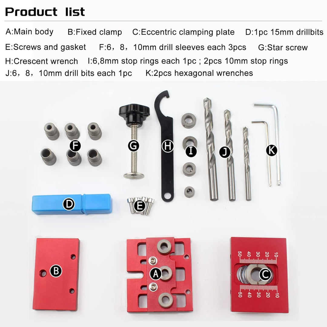 Pocket Hole Jig Set,CEIEVER 4 in 1 Taschenloch Bohrschablone Multifunktion Bohrer-Locator mit Positi