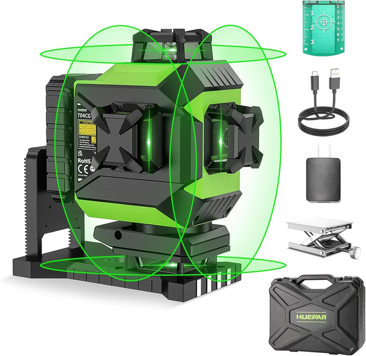 Huepar 4x360 Kreuzlinienlaser Automatische Nivellierung 4D grünes Licht Kreuzlinie 16 Linien für Fli