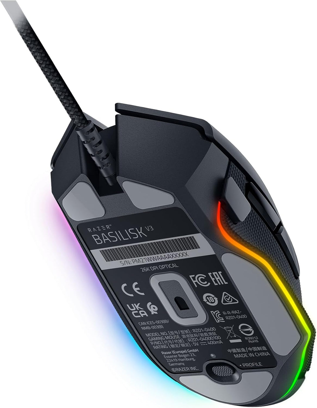 Razer Basilisk V3 - Kabelgebundene Gaming-Maus (10+1 programmierbare Tasten, HyperScroll-Neigungsrad