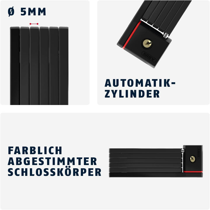 ABUS Faltschloss Bordo uGrip 5700K SH mit Halterung - Fahrradschloss mit 5 mm starken Stäben - ABUS-