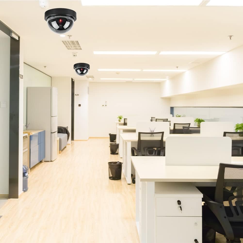 DODUOS 4 Stück Dummy Sicherheits Dome Kameras, Attrappe Kamera CCTV Dummy Überwachungskamera mit Rot