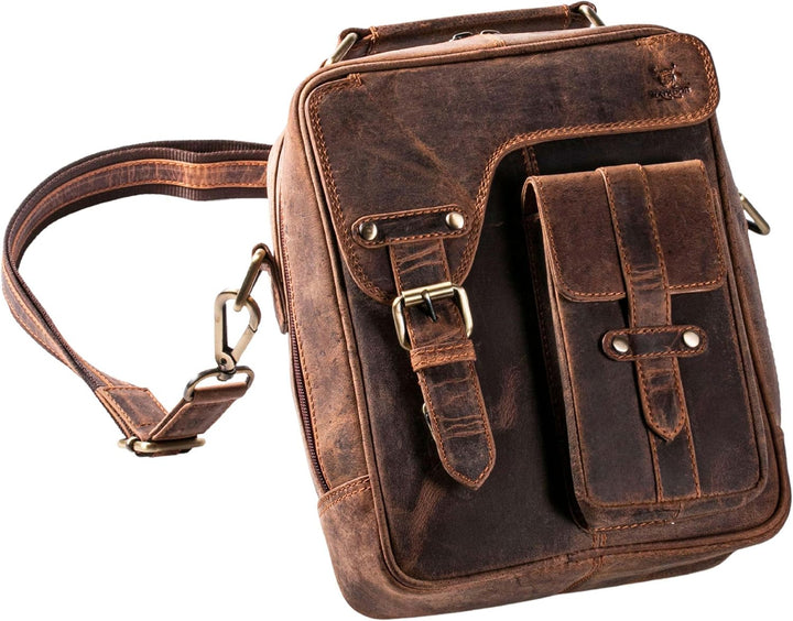 MATADOR Schultertasche Echt Leder Herren Hochwertige Arbeittasche Umhängetasche Ledertasche Tabletta