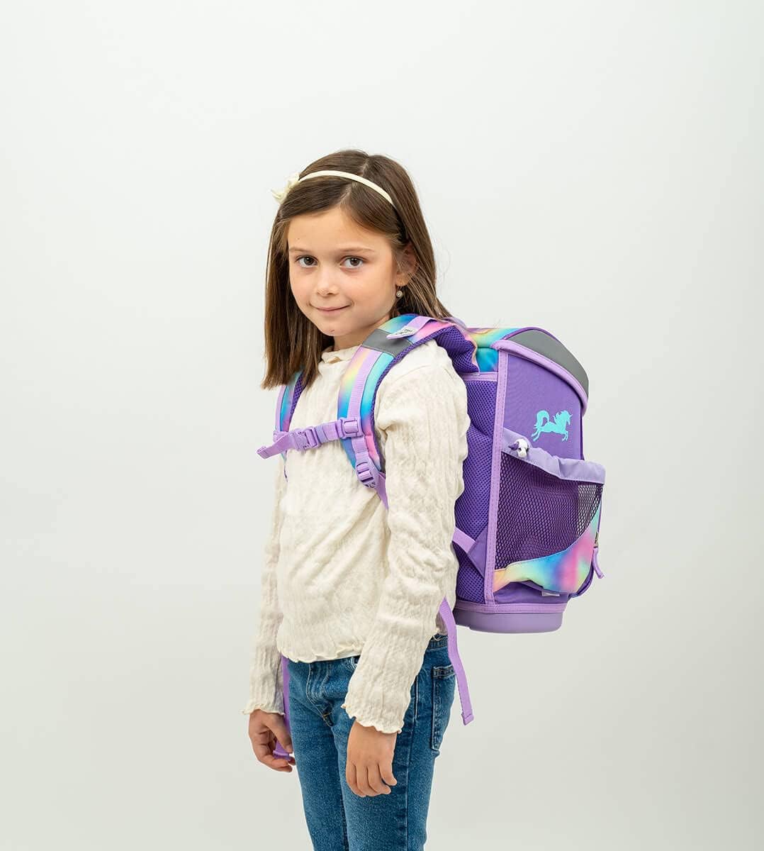 Belmil ergonomischer Schulranzen Set 4 -teilig für Mädchen 1, 2 Klasse Grundschule/Super Leicht 800-