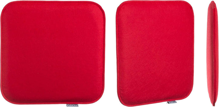 Brandsseller Sitzkissen Filz Eckig 6er Set 35x35x2 cm Stuhlkissen Sitzauflage Gepolstert Rot, Rot