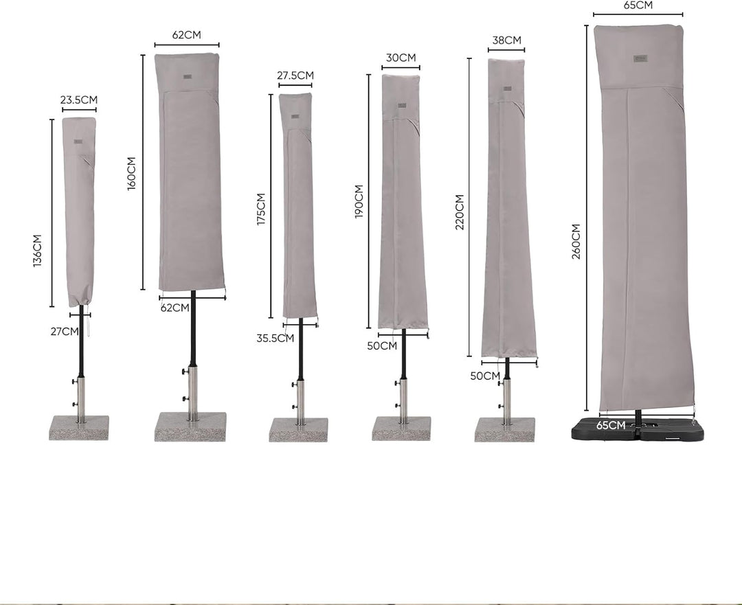 Sekey Schutzhülle für DoppelSonnenschirm, Abdeckhauben für Sonnenschirm Grau