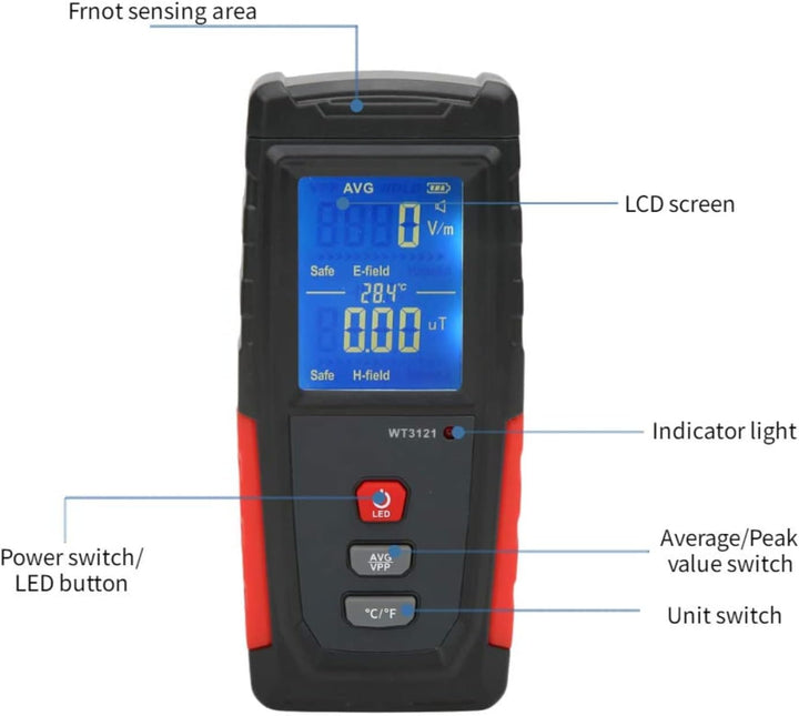 EMF Meter EMF Messgerät Mini LCD Tragbar Elektromagnetische Strahlung Detektor Strahlungsdetektor di