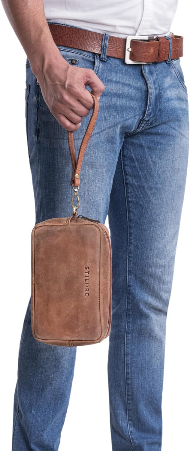 STILORD 'Larkin' Herren Handgelenktasche Leder Organizer kleine Ledertasche Herren Tasche XXL Reiseg