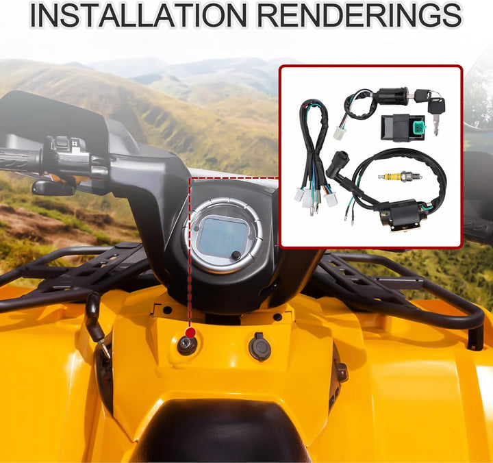 GOOFIT Zündung Rebuilt Kit Kabelbaum Ersatz für 50cc 70cc 90cc 110cc 125cc Stator CDI Coil ATV Quad