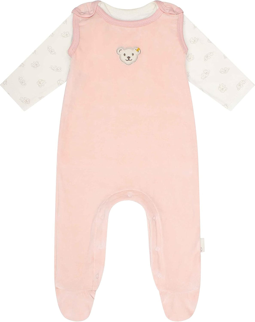 Steiff Unisex Baby Set Strampler mit Fuss + T-Shirt Langarm Kleinkind-Schlafanzüge 74 Silver Pink, 7