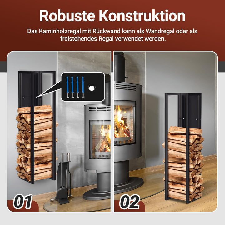 Lospitch Kaminholzregal Innen Metall Schwarz Kaminholzständer Wand Hängend Brennholz Holzhalter Bren