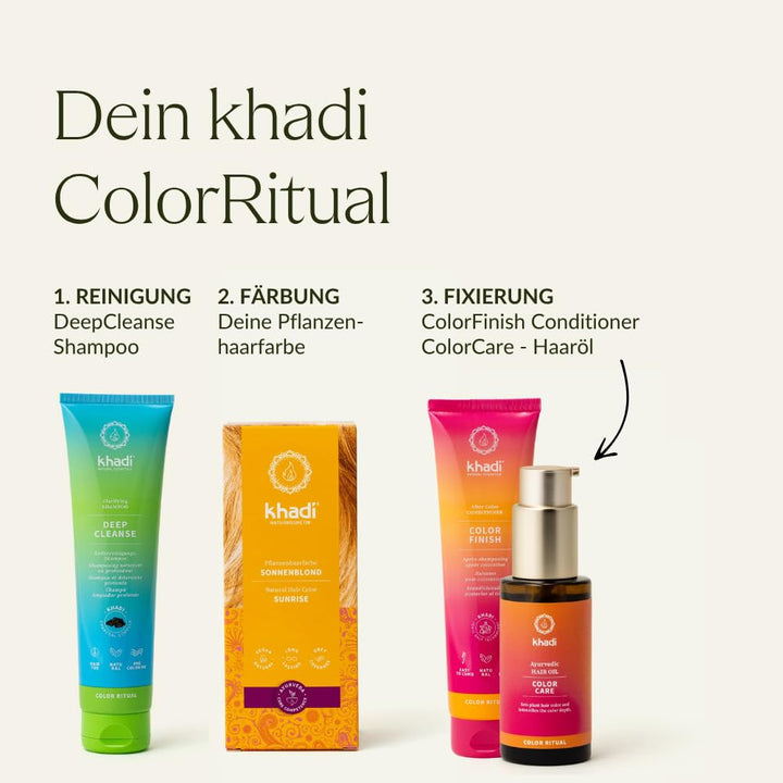 khadi SONNENBLOND Pflanzenhaarfarbe, Haarfarbe für glänzendes Honigblond bis zu kräftigem, sommerlic
