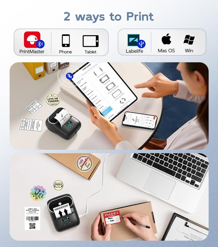 Phomemo M110S Bluetooth Etikettendrucker-Thermoetikettendrucker-M110S Tragbarer Mini-Thermo-Label-Ma