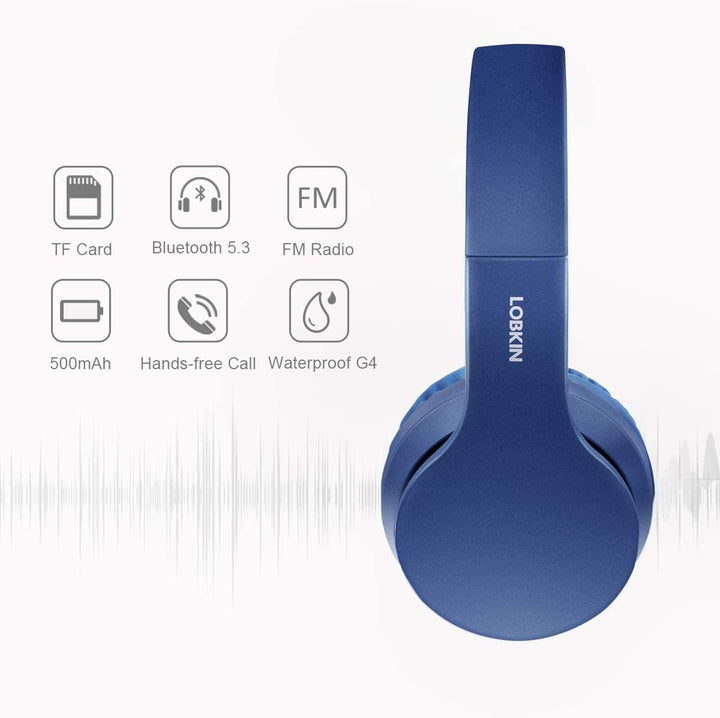 LOBKIN Kabellose Bluetooth-Kopfhörer, Over-Ear-Stereo, faltbar, Hi-Fi-Stereo-Headset mit Mikrofon, u